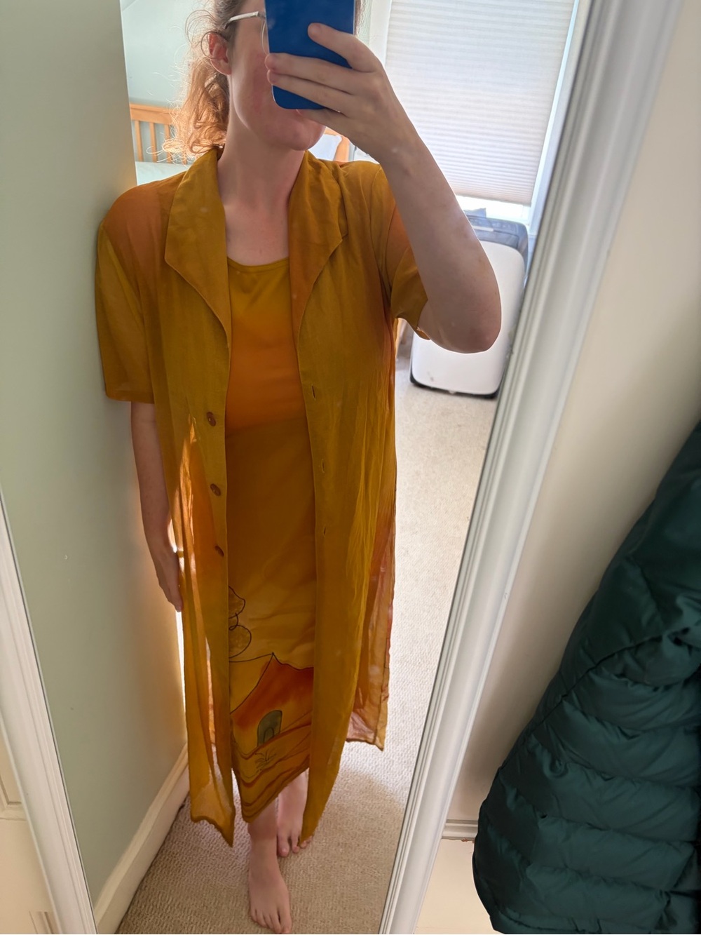 NWT vintage Nancy K Orange Button-Down Dress